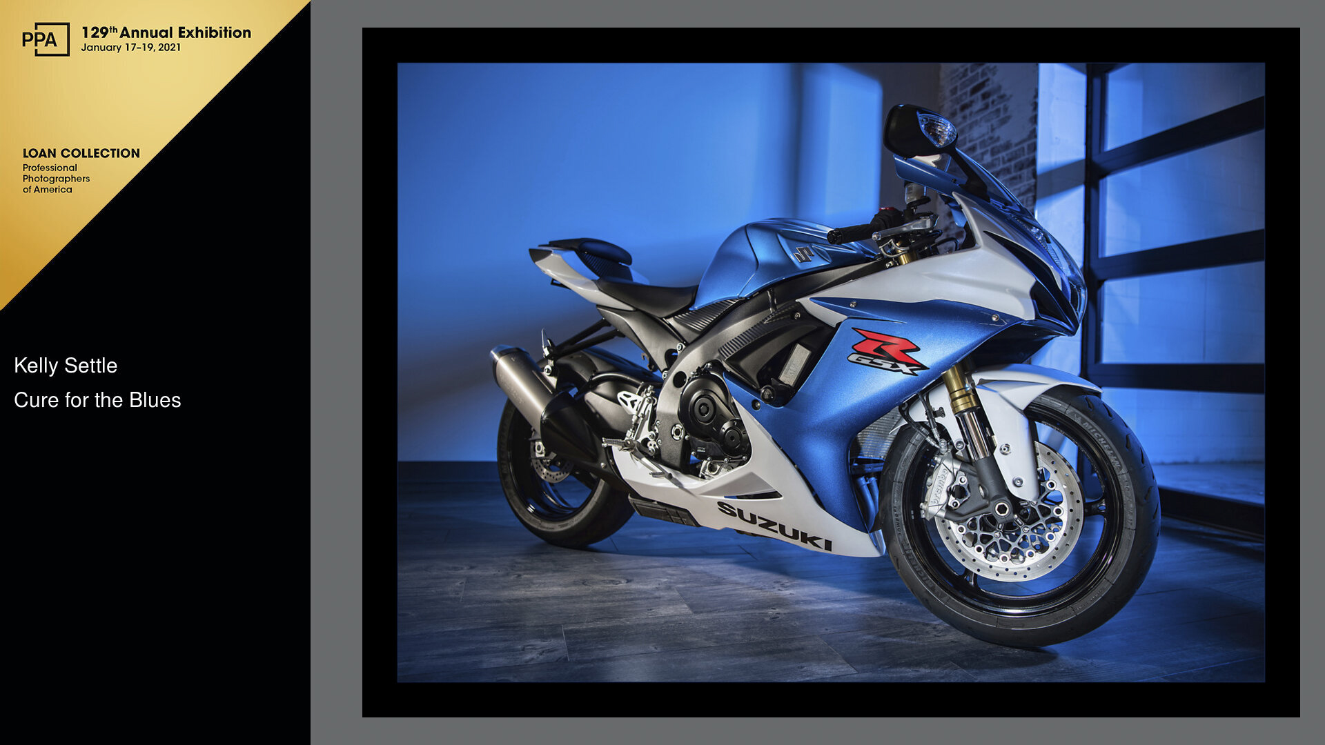 product photograph blue motorcycle commercial photography studio
